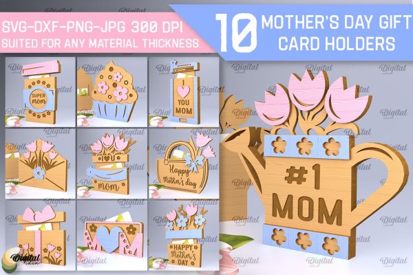 Mother`s Day SVG. Gift Сard Holders Laser Cut Bundle For Discount