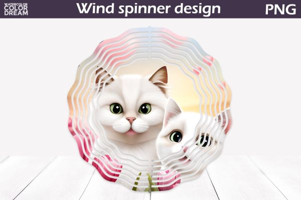 White Cats Wind Spinner | Cute Cat Wind Spinner For Sale