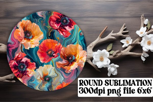 Blossom Circle Sublimation Kit: Keychain, Coaster, Floral Designs For Discount