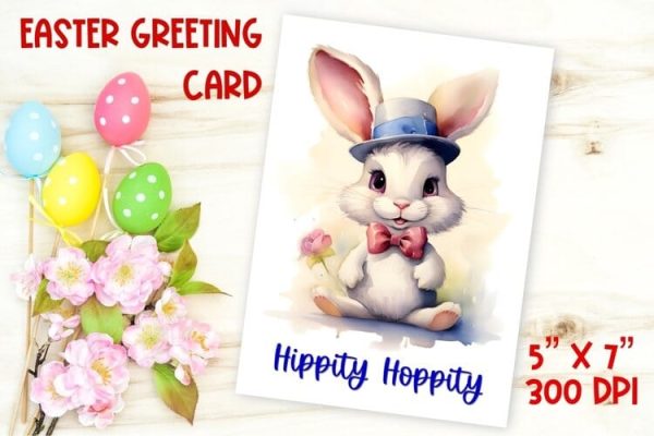 Easter card template design   watercolor easter bunny png For Cheap