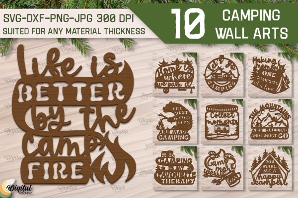 Camping Laser Cut Bundle. Camping Signs Paper Cut Online Hot Sale