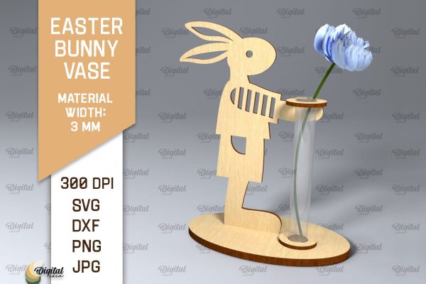 Easter Bunny Vase SVG. 3D Easter Stand Laser Cut Fashion