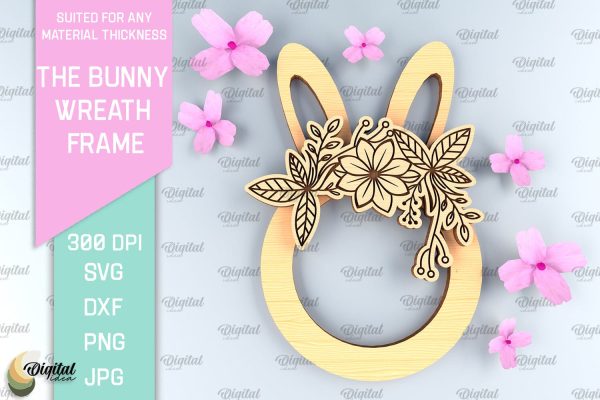 Easter Laser Cut Wreath Laser Cut. Easter Bunny SVG on Sale