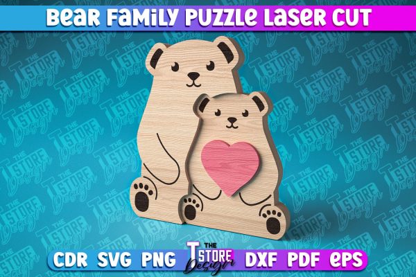 Bear Family Puzzle Laser Cut | Puzzle Laser Cut Design | CNC Files Online