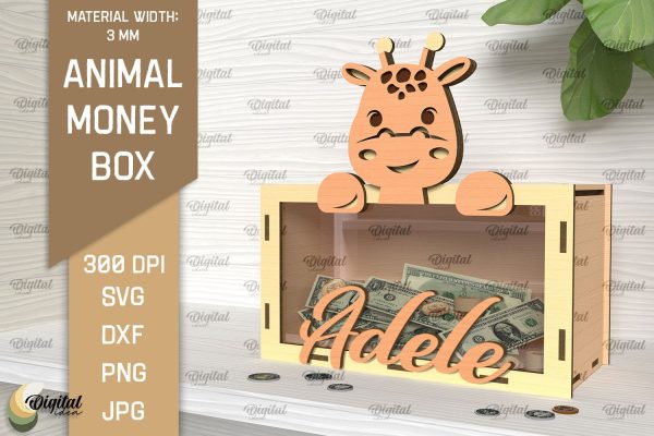 Animal Money Box SVG.Wooden Money Bank Laser Cut Cheap
