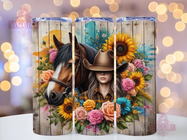 Horse Girl 20oz Tumbler Wrap Sublimation Design, Straight Tapered Tumbler Wrap, Cowgirl Tumbler Png, Instant Digital Download Online