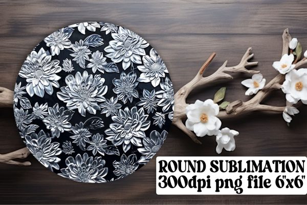 Elegant Flower Circle Sublimation Kit: Keychain, Coaster, Decor For Sale