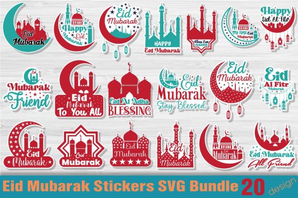Eid Mubarak Stickers SVG Bundle Sale