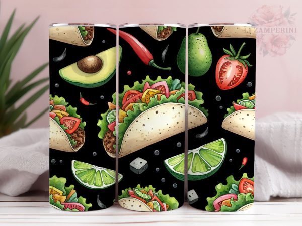 Mexican Food 20oz Tumbler Wrap PNG, Straight & Tapered Tumbler Wrap, Taco lover Tumbler Wrap, Instant Digital Download For Sale