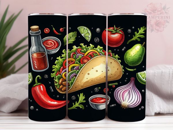 Mexican Food 20oz Tumbler Wrap PNG, Straight & Tapered Tumbler Wrap, Taco lover Tumbler Wrap, Instant Digital Download Discount