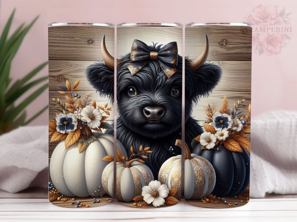 Baby Highland Cow Pumpkins Dots 20oz Tumbler Wrap PNG, Highland Cow Tumbler Png, Straight & Tapered Tumbler Wrap, Instant Digital Download Online now