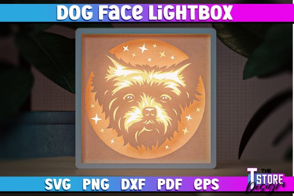Dog Face Lightbox SVG Design | Paper Cut Design | SVG File For Discount