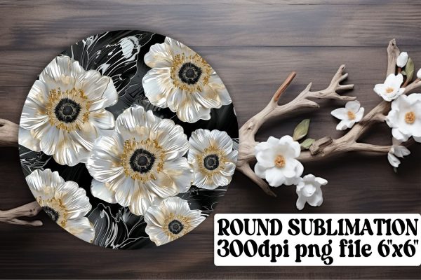 Modern Flower Circle Sublimation Set: Keychain, Coaster, Ornament Pack Online Sale