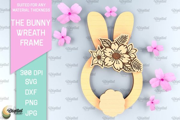 Easter Laser Cut Wreath Laser Cut. Easter Bunny SVG Sale