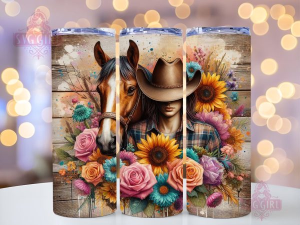 Horse Girl 20oz Tumbler Wrap Sublimation Design, Straight Tapered Tumbler Wrap, Cowgirl Tumbler Png, Instant Digital Download Discount