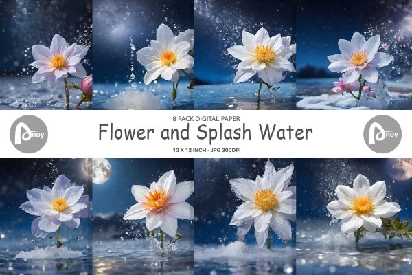 Digital Paper Flower and Water For Sale