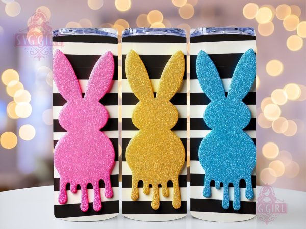 Glitter Easter Bunny 20oz Tumbler Wrap Sublimation Design, Straight Tapered Tumbler Wrap, Happy Easter Tumbler Png, Instant Digital Download Discount