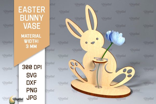 Easter Bunny Vase SVG. 3D Easter Stand Laser Cut on Sale
