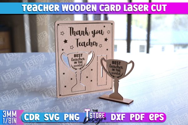Teacher Wooden Card Laser Cut | Teacher Gift Laser Cut Design | CNC Files For Cheap