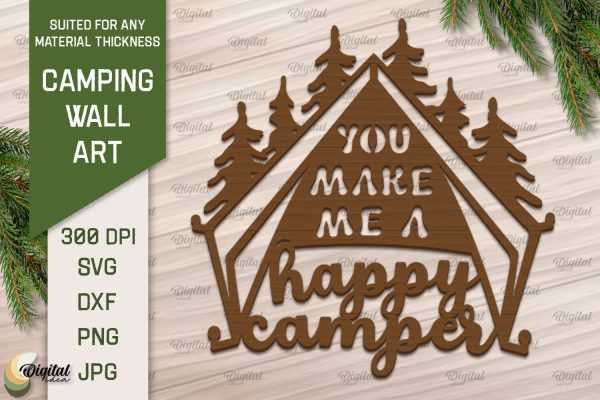 Camping SVG Laser Cut Files. Camping Sign Paper Cut For Discount