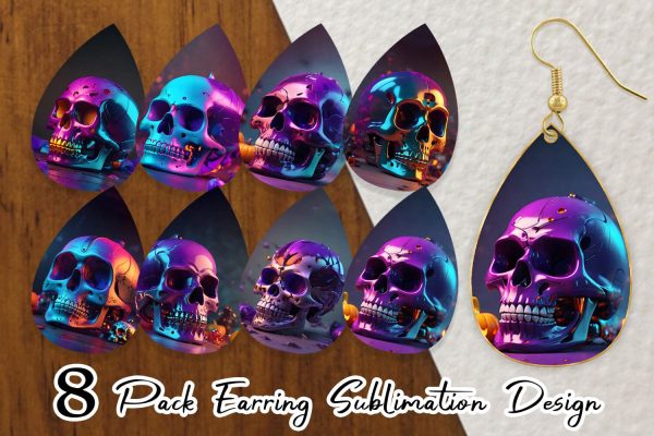 Earring Teardrop 3D Skull spooky For Discount