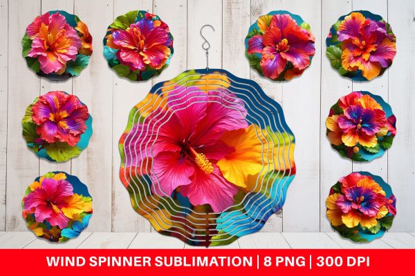 Wind Spinner 3D Tropical Hibiscus Fashion