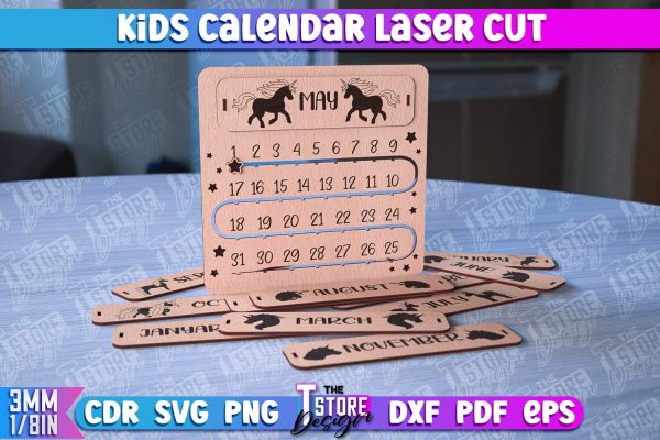 Kids Calendar Laser Cut | Calendar Laser Cut Design | CNC Files For Cheap