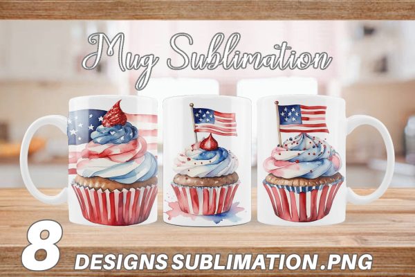 Mug Wrap Cupcake 4th of July Fashion