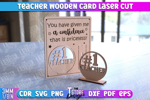 Teacher Wooden Card Laser Cut | Teacher Gift Laser Cut Design | CNC Files For Sale