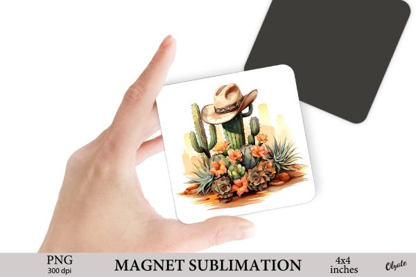 Cowboy Hat with Cactus PNG. Fridge Magnet PNG Online Sale