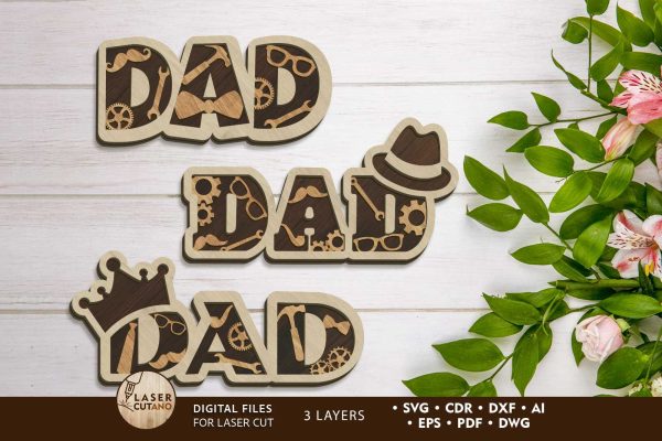 DAD Set Decorative Multilayer Panels, Wood Cut And Paper Cut Laser Cut Files For Cheap