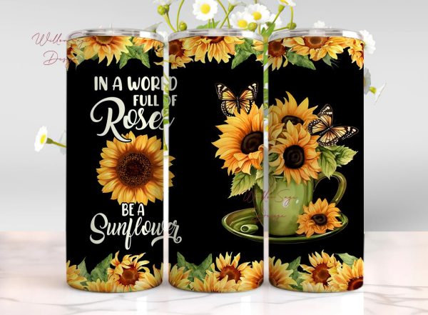 Sunflower Tumbler Inspirational 20oz Insulated Floral Stainless Steel Tumblers For Cheap
