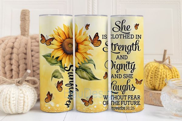 Sunflower Coffee Tumbler Floral Travel, Watercolor Sunflowers 20 oz Skinny Tumbler Sublimation Design Cheap