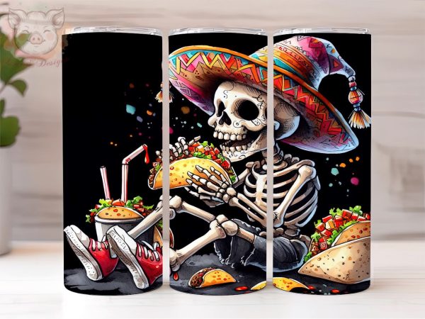 Funny Skeleton The Taco 20oz Tumbler Png, Sublimation Design, Tarot Card Tumbler Png, Digital Download PNG Cheap