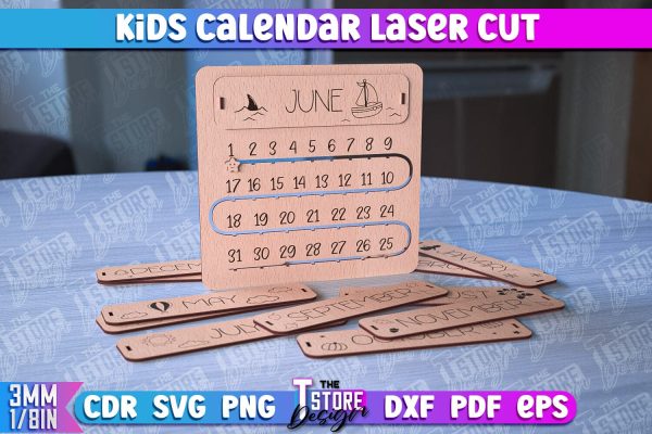 Kids Calendar Laser Cut | Calendar Laser Cut Design | CNC Files Online