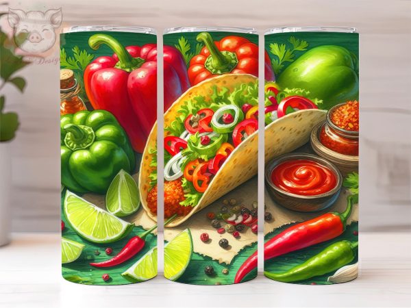 Mexican Taco Pepper 20oz Tumbler Png, Sublimation Design, Mexican Taco Tumbler Png, Digital Download PNG For Cheap