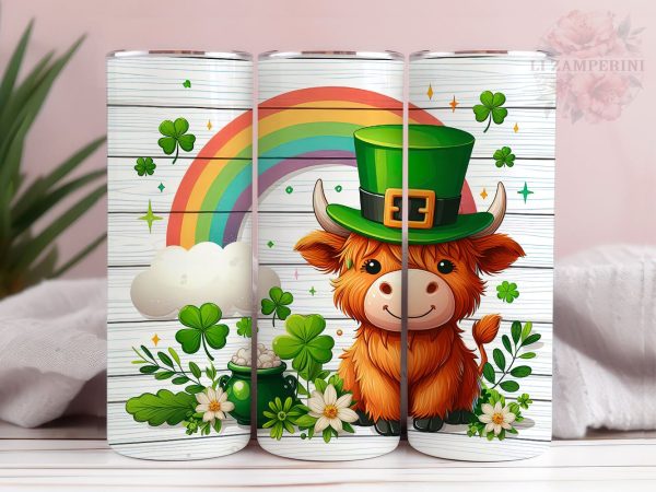 Cute Highland Cow St Patrick s Day 20oz Tumbler Wrap PNG, Straight & Tapered Tumbler Wrap, St Patrick s Tumbler Wrap, Instant Digital Download Cheap