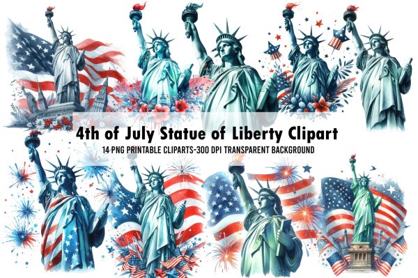 4th of July Statue of Liberty Clipart For Discount