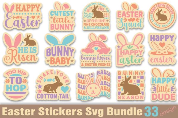 Easter Stickers Svg Bundle For Discount