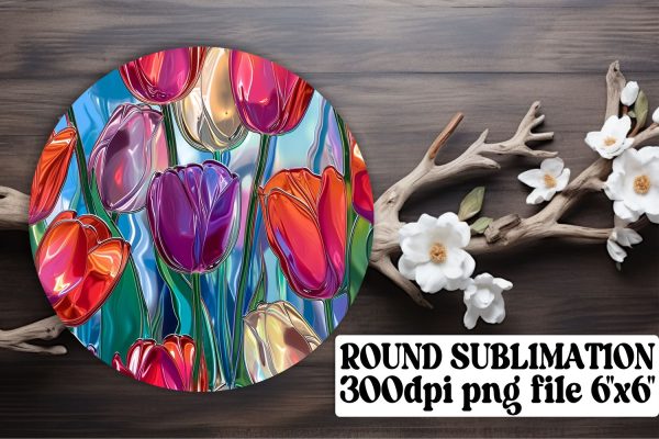 Stylish Floral Pattern Keychain: Sublimation Coaster, Circle Decor For Discount