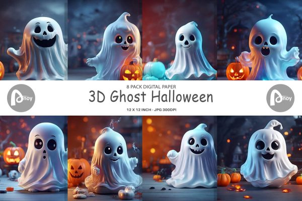 Digital Paper 3D Ghost Halloween Sale