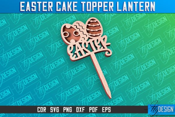 Easter Cake Topper Laser Cut | Happy Easter Design | CNC File Fashion