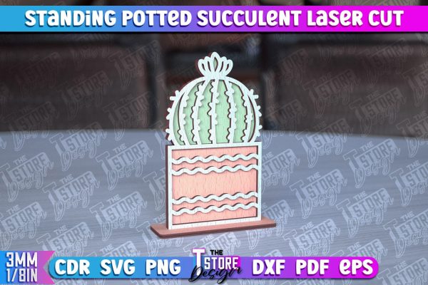 Standing Potted Succulent | Decorative Succulent | Laser Cut Design | CNC File For Discount