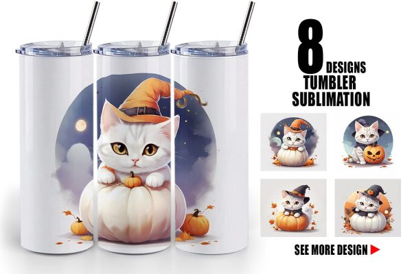 Tumbler Wrap Cute Cat Halloween Online Hot Sale