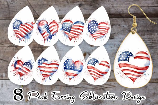 Earring Teardrop Heart 4th of July Online now