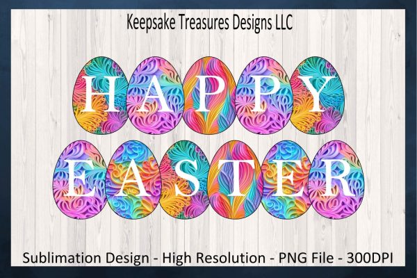 Happy Easter Eggs Sublimation PNG, Rainbow Quill, Happy Easter Doormat, Easter Home Decor, Wooden Door Sign, Digital Download, PNG Printable Discount
