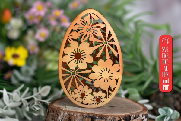 Laser Cut Easter Floral Egg SVG cut file Cheap