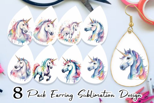 Earring Teardrop Unicorns Watercolor Cheap