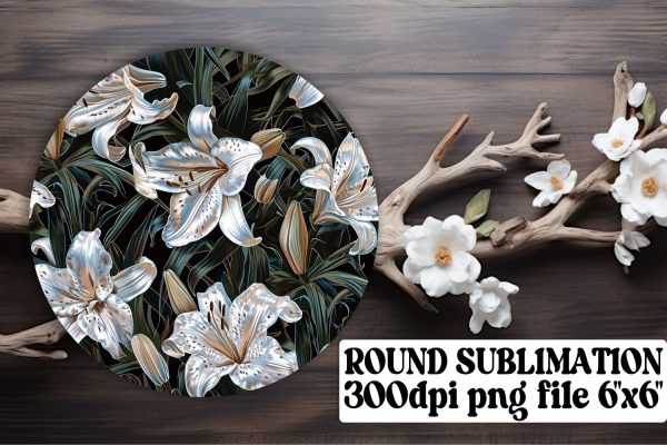 Stylish Floral Pattern Keychain: Sublimation Coaster, Circle Decor Discount