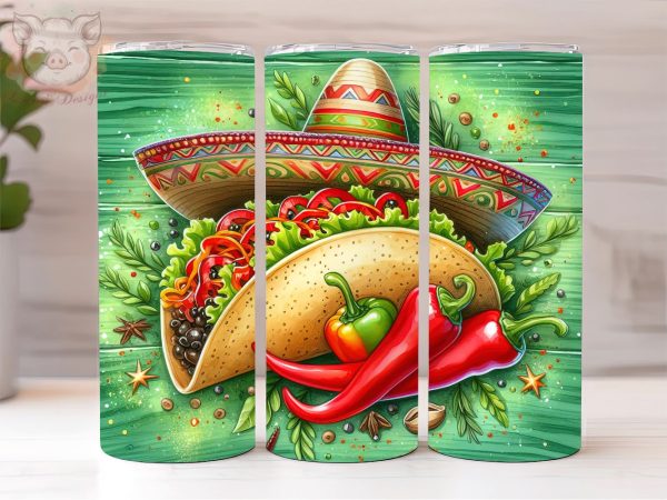 Mexican Taco Pepper 20oz Tumbler Png, Sublimation Design, Mexican Taco Tumbler Png, Digital Download PNG Sale